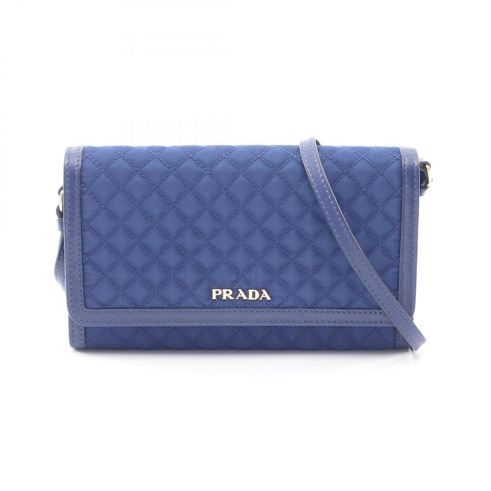 Prada quilted shoulder bag leather blue